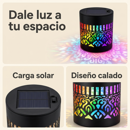 Lámpara solar: iluminación decorativa, panel solar y diseño calado