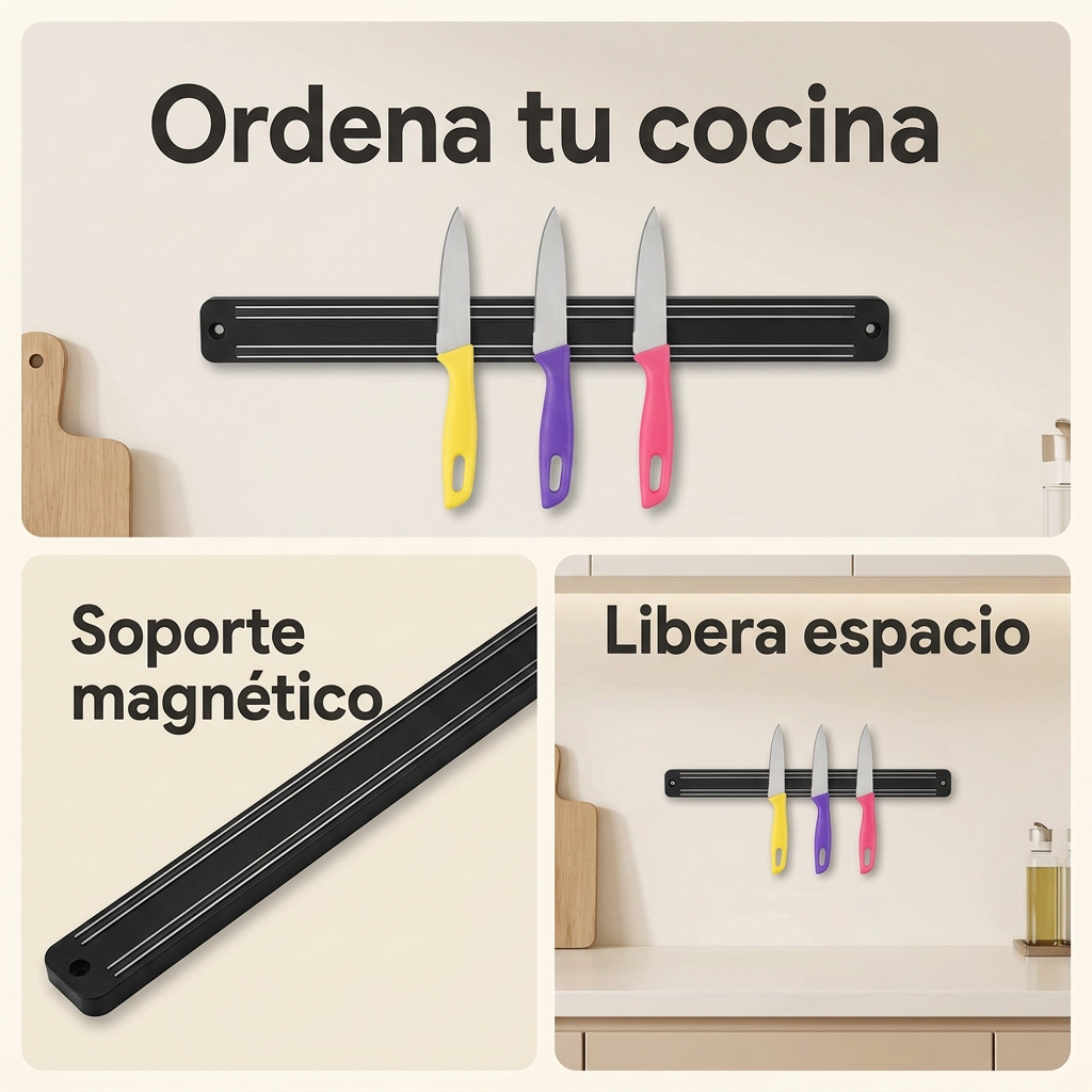 Soporte magnético: organización y ahorro de espacio, utensilios ilustrativos