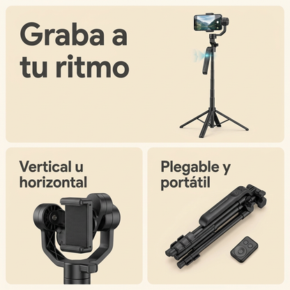 Trípode: grabación, orientación y formato plegable