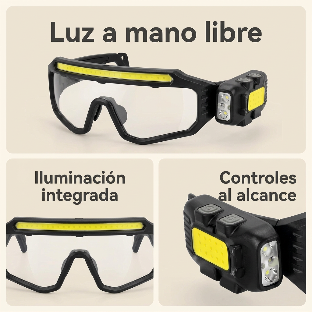 Gafas LED: iluminación integrada y controles
